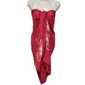 Womens Sarong Cotton Wrap, Handpainted Batik Wrapskirt Beach Pareo Beachwear-NEW
